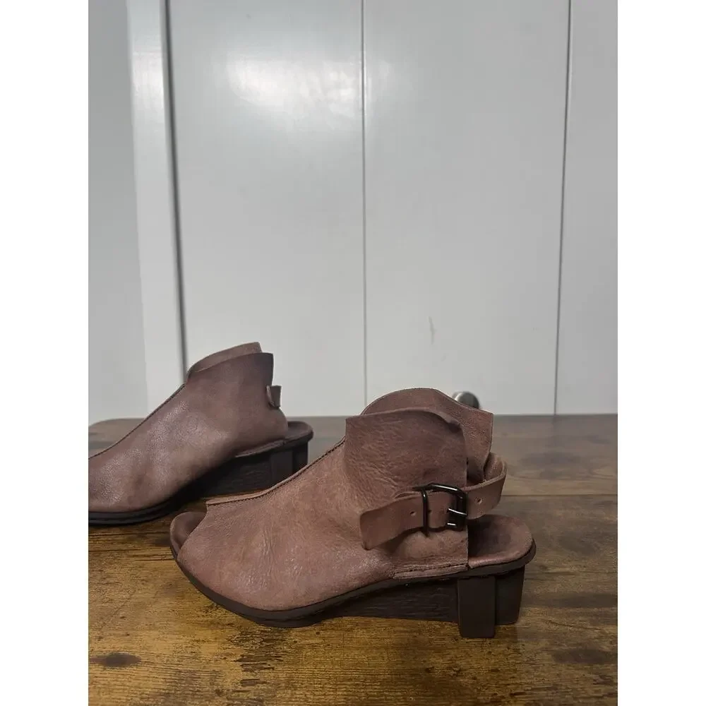TRIPPEN Mandarin Wedge Womens Sandal EU 38/US 7.5 Chocolate Leather Designer